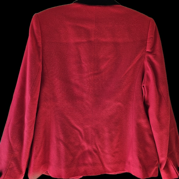 Pendleton Suit Jacke Blazer Red Velour Collar Virgin Wool Jacket Size 12 Vintage - Picture 11 of 13